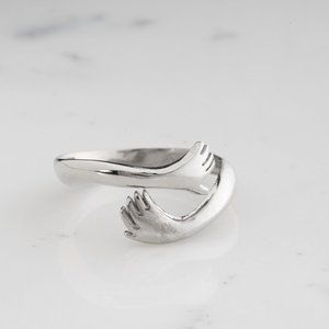 Hug Ring, Hang Hug Ring, Hug Hand Gold Ring, Adjustable Love Hug Ring